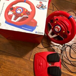 Nintendo Red Mario Kart Racing Wheel and Pedals